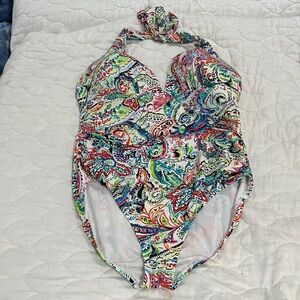 Ralph Lauren Women’s Paisley Halter One Piece Swimsuit